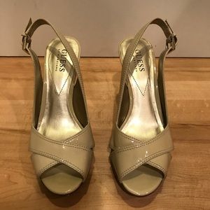 Guess Taupe Patent Leather High Heel Size 6.5